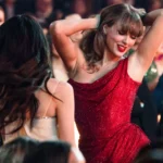 Taylor Swift dancing to Billie Eilish with Margaret Qualley at the 2025 Grammys